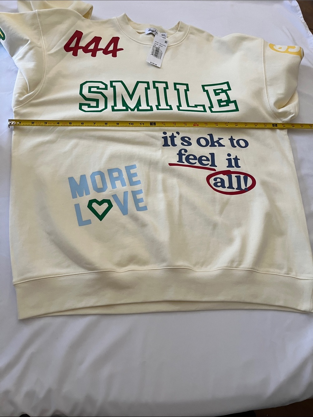 Graphic 'SMILE' Cream Sweatshirt - Picture 10 of 10